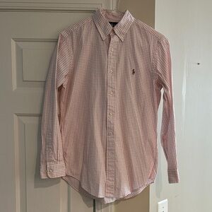 Ralph Lauren Orange and White Plaid Button Down Shirt